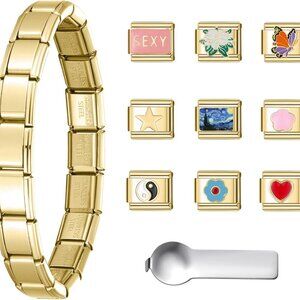 Stainless Steel Italian Charm Bracelet 18 Links Customizable Jewelry Gift